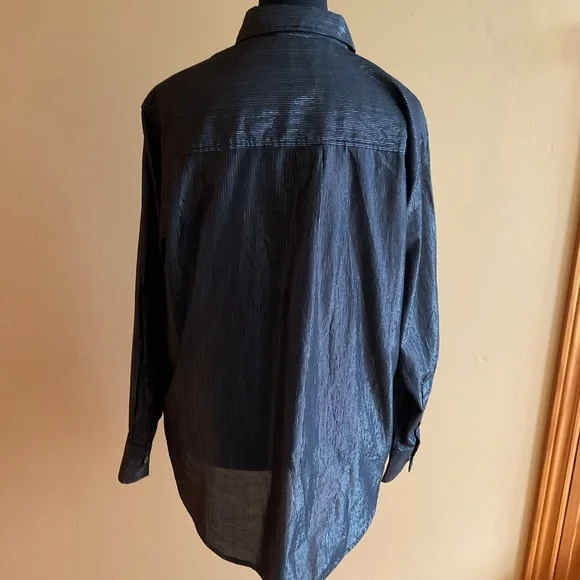 Gap Women’s “The Big Shirt” Black with metallic Stripes XS - Picture 2 of 6